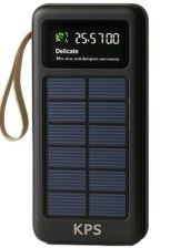 پاوربانک خورشیدی 10 هزار میلیآمپر KPS مدل 001 با ۴ کابل داخلی و چراغ LED