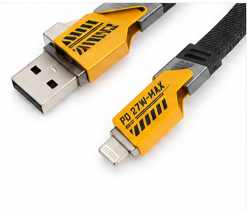 کابل شارژ سریع ۲ به ۲ USB-A/Type-C به Type-C/Lightning مدل Flat Wire با توان 65W/27W