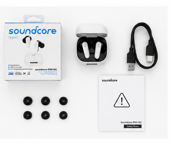 هدفون بیسیم انکر Soundcore R50i NC با حذف نویز هوشمند (Adaptive ANC) | 45 ساعت شارژدهی | IP54