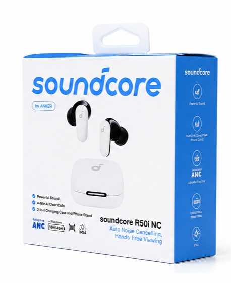 هدفون بیسیم انکر Soundcore R50i NC با حذف نویز هوشمند (Adaptive ANC) | 45 ساعت شارژدهی | IP54